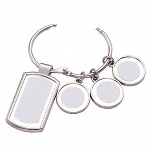 Sublimation 3 Charm Set Keychain Blank <b>Custom</b> Personalize Metal Key Ring with 3 Round Tag Photo DIY Sublimation Key Chain Blanks - Product Image 6