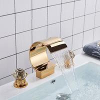 Robinet de lavabo cascade de luxe à fixation sur bureau, avec décorations en cristal, pour salle de bain, robuste et élégant