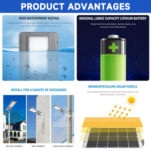 Iluminación para Caminos Rurales, SMD IP65, Impermeable, Exterior, Aluminio, 100w 200w 300w 500w, Lámpara Solar LED Integrada Todo en Uno - Product Image 3