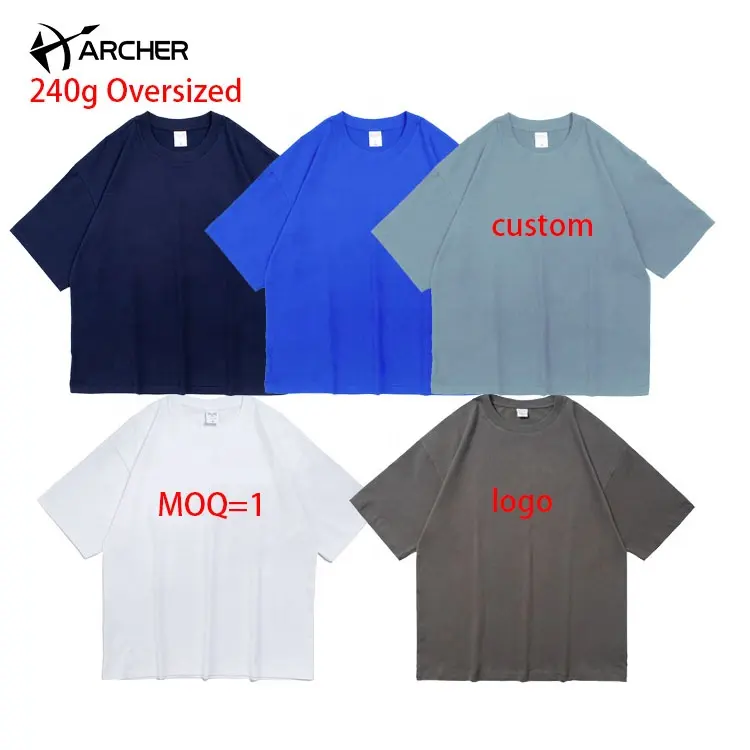 Hot sell 240g oversized cotton t shirt men drop shoulder custom tshirt blank women short sleeve t shirt for men