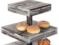 Présentoir décoratif de Cupcake de support de gâteau de trois couches en bois solide de vente chaude pour le stockage et la présentation