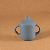 Gobelet en silicone pratique avec poignée Tasse d'entraînement souple avec couvercles pour enfants pour bébé tout-petit Alimentation Starter Tasse d'apprentissage