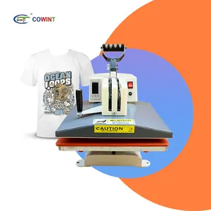 Cowint logo autoslide transfert de chaleur impression autocollant machine combo prêt à chauffer presse patchs machine pour vêtements