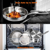 Batterie de cuisine 14 pièces au design classique en acier inoxydable triplement martelé de haute qualité sans revêtement Casseroles à fond 3 couches allant au four