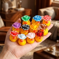 Figurine de canard cowboy mignon en résine avec chapeau, pour jardin féerique, mini ornement de gâteau, décoration de bureau, cadeau de fête, vente en gros, bricolage, jouet
