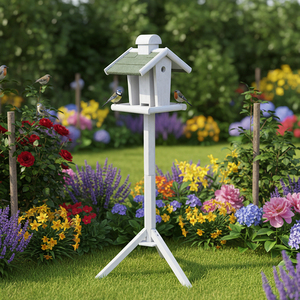 Grande maison à oiseaux en bois pour l'extérieur, résistante aux intempéries, avec perchoir et mangeoire pour perroquets et oiseaux de compagnie - Product Image 5