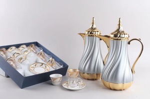 Tetera árabe de 1000ML, taza de 120ml, plato Relife, tazas Cawa de 75ML, juego de tetera con tapa dorada, olla Dallah, frascos de vacío de café árabe - Product Image 6
