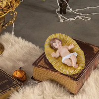 Ensemble cadeau de baptême religieux, Scène de la Nativité en polyrésine, Naissance du Bébé Jésus, Ornements d'art de Noël, Artisanat en résine, Technique de peinture