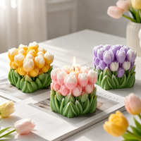 Bougie parfumée de luxe LF en forme de bouquet de tulipes, bougie décorative en forme de fleur violette et blanche, bougies décoratives, décoration esthétique de la pièce, marque privée