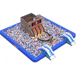 Tobogán Inflable Combinado con Piscina de Pelotas con Diseño de Barco Pirata, Parque Infantil Inflable Comercial con Temática Oceánica para Niños en Interiores - Product Image 1