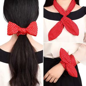 Sciarpa personalizzata per la testa da donna retrò 1940 <span class=keywords><strong>anni</strong></span> foulard Bandana fascia rossa nera con fiocco fascia per capelli Vintage con orecchie di coniglio - Product Image 6