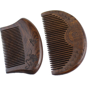 หวีไม้ทำมือสไตล์จีนพร้อมลายแกะสลักดอกไม้สำหรับใช้ในบ้าน - Product Image 5