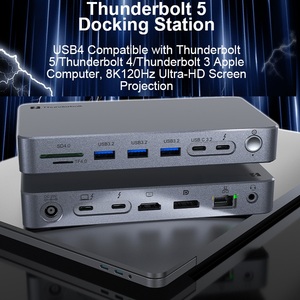 תחנת עגינה גואנצ'ן ת'אנדרבולט 5 120Gbps עם שלושה יציאות תצוגה 8K DP, 10 יציאות גיגה-ביט אתרנט, הספק 140W, חריץ TF/SD, תקני CE/FCC - Product Image 1