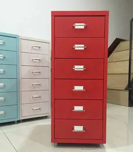 Móvil rojo 6 cajones metal gabinete de almacenamiento de acero archivador