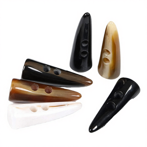 Bouton 2 trous en corne naturelle lavable et poli, style rétro tendance, avec perles, pour manteau ou pull - Product Image 4