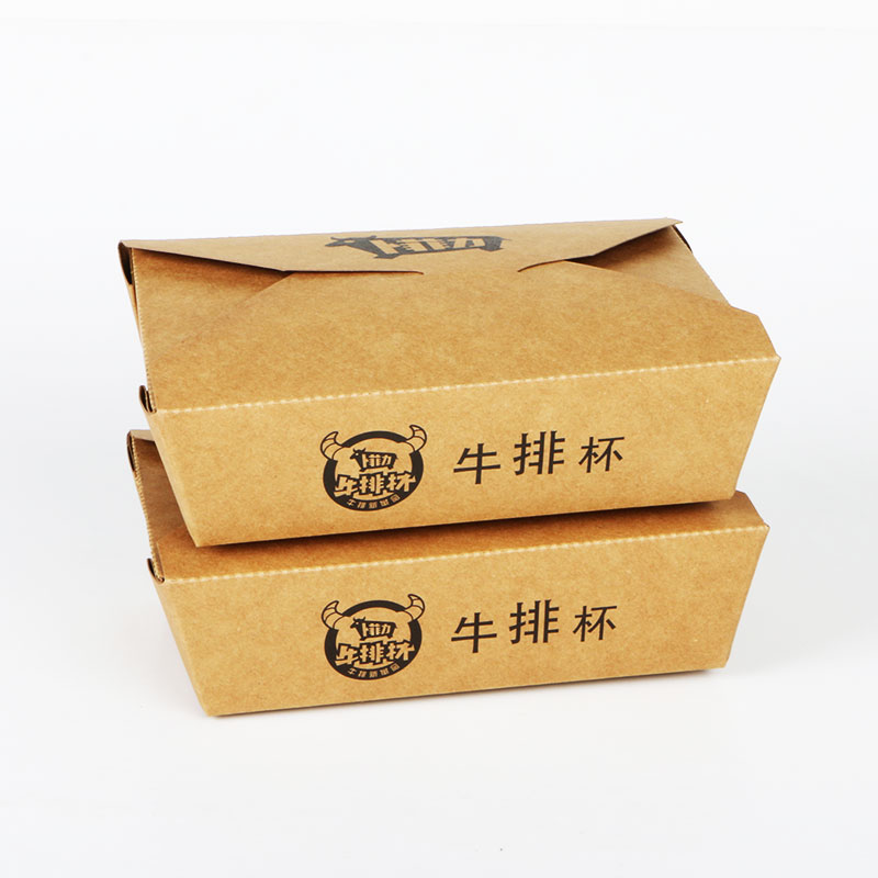 Custom printed Kraft disposable paper boxs for food paper packaging box take out box