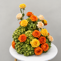 Nouvelle Arche de Fleurs Artificielles en Soie Jaune Chaud Faite à la Main pour Arrangements Floraux Mariage Hortensias Roses Artificielles