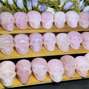 Vente en gros d'énergie de guérison naturelle sculpture en cristal de quartz rose crânes de 2 pouces pour la méditation - Product Image 5