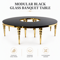 Table de luxe en acier inoxydable avec plateau en verre trempé doré, design serpentin, moderne, portable, pour salle à manger, salon, extérieur, mariages