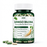Capsules de Ginkgo Biloba OEM, 90 unités, avec Ginseng Coréen et Crinière de Lion, Complément Alimentaire
