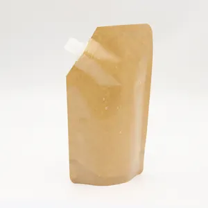 waterproof refillable liquid shampoo packaging bag recyclable kraft paper pouch with spout