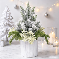 Plante artificielle de Noël en gros, pin floqué blanc, fleur en pot, centre de table de Noël, décoration intérieure pour la maison et les fêtes