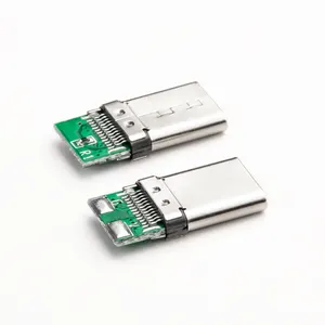 Connecteurs mâles USB <span class=keywords><strong>Type</strong></span> C 3.0 et <span class=keywords><strong>Type</strong></span> <span class=keywords><strong>A</strong></span> à ressort, connecteur USB 3.1 <span class=keywords><strong>Type</strong></span> C mâle 24 broches à souder pour USB C - Product Image 1