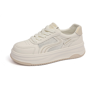 Zapatillas Deportivas Blancas de Cuero y Malla Transpirable para Mujer, Verano 2026, Suela Gruesa, Diseño Simple y Versátil, con Plataforma para Aumentar la Estatura - Product Image 3