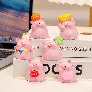 Figurita de cerdo linda, decoración en miniatura de resina, regalo para niños, juguete unisex - Product Image 1