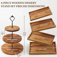Ensemble de présentoir à dessert en bois 6 pièces, ensemble de présentoir à cupcakes à 3 niveaux avec plateaux de service, présentoir à dessert rustique, ensemble de présentoir à gâteaux
