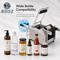 Machine d'étiquetage semi-automatique pour bouteilles rondes, applicateur d'autocollants adhésifs pour bocaux en verre de qualité alimentaire, boîtes de conserve
