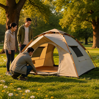 Tente Dôme Grise 1-2 Personnes Instantanée Pop-up Revêtement Argenté 2 Portes Imperméable Camping Extérieur