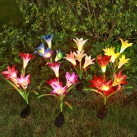 Lampe solaire LED Guangdong IP65 en forme de fleur, 4 LED, 4 têtes, type lys, pour jardin et cour