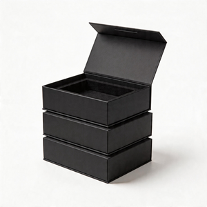 Boîte cadeau en papier noir magnétique personnalisée de luxe, recyclable, pliable, rigide, avec couvercle magnétique - Product Image 4