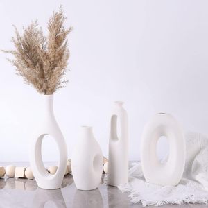 Nordic Table Art Minimalist <b>Small</b> Geometric Modern Porcelain White Flower Anniversary Eco-Friendly Tabletop Ceramic <b>Vase</b> - Product Image 4