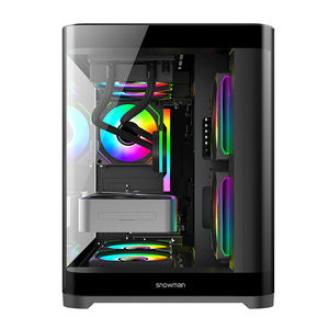 SNOWMAN personalizable Mid Tower PC Case M ATX <span class=keywords><strong>Mini</strong></span> <span class=keywords><strong>ITX</strong></span> Venta caliente Gaming Computer Case Color negro Vidrio templado Escritorio - Product Image 4
