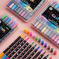 Venta Caliente Nuevo YKEO YK8813 Fabricante Directo Marcador de Doble Punta y Doble Color con Purpurina, Juego de Rotuladores de Punta Suave para Dibujo y Acuarela al por Mayor
