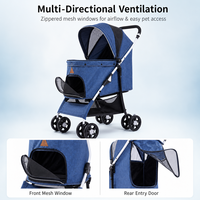 Poussette pliable pour animaux de compagnie, poussette pour animaux de compagnie à 4 roues, amortisseur pivotant de 6 pouces, double frein, panier de rangement XL, poussette pour chien OEM