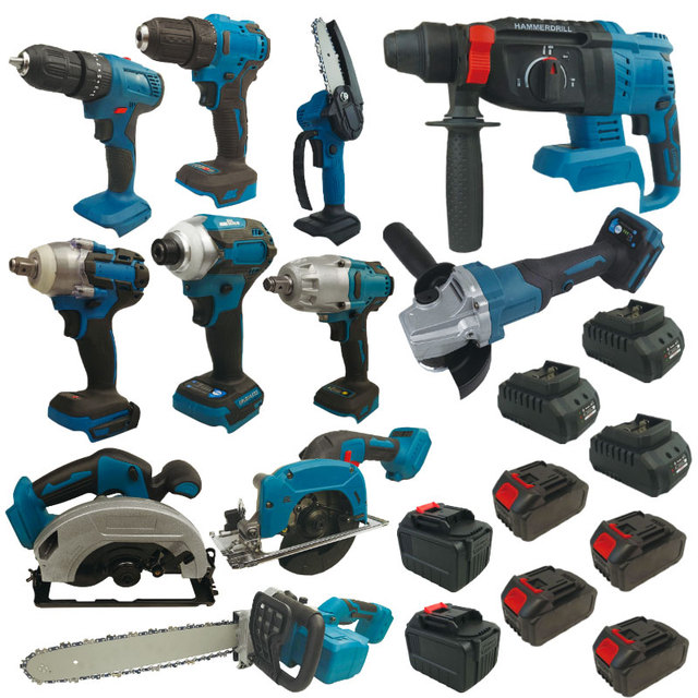 Power Tools Kits Rechargeable Lithium Brushless Electric Angle Grinder Cordless Wrench Toolbox Combination Tool Set