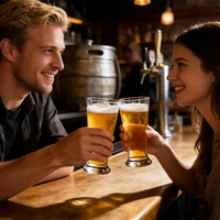 Verre à bière Pilsner empilable transparent personnalisé, réutilisable, durable, en boîte, vente en gros
