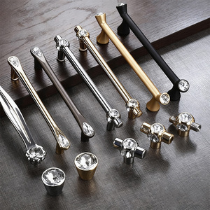 Zinklegierung Einloch-Griff im Europäischen Modernen Minimalistischen Stil mit Eingelegten Diamanten für Kleiderschrank, Schranktür und Schublade in der Küche - Product Image 2