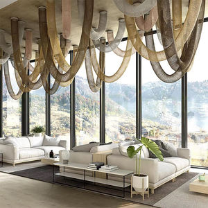 โคมไฟเพดานทรงประติมากรรมสมัยใหม่ สไตล์เรขาคณิตนามธรรม ทำจากโลหะอะลูมิเนียมแบบโซ่โลหะ ดีไซน์โค้งรูปตัวยู ให้บรรยากาศโดดเด่นไม่เหมือนใคร - Product Image 2