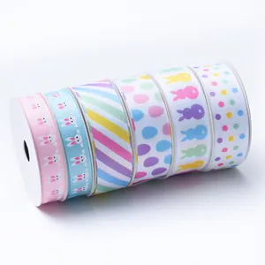 Atacado 25mm Bright Color Woven Edge Impresso Grosgrain Ribbon para Garment Candy Gift Packing