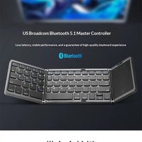 Keyboard Mini Lipat Tiga Nirkabel Ultra Tipis Portabel Baru B089T untuk Ponsel, Tablet, dan Penggunaan Kantor, Touchpad, Cina