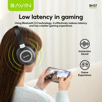 Headset BAVIN BH37 Casque HiFi Kualitas Suara Tinggi Latensi Rendah Model Ganda 3.5mm Nirkabel BT V5.3