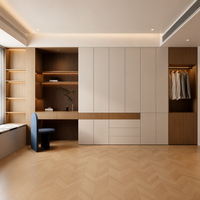 Armoire de chambre de luxe Japandi, meuble de rangement mural personnalisé, coiffeuse autoportante verrouillable, placard intégré minimaliste de qualité ENF