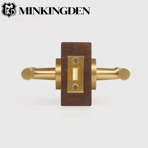 Ensemble de poignées de porte en cuir véritable de qualité supérieure, en laiton massif, avec bouton de confidentialité et serrure à mortaise à pêne dormant, norme américaine - Product Image 4