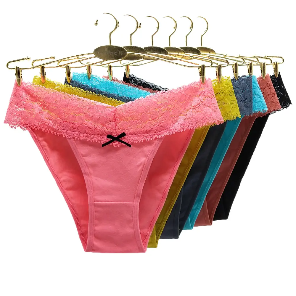 Groothandel Goedkope Prijs Effen Kleur Bikini Vrouwen Kant Katoenen Slipje Dames Slips Broek