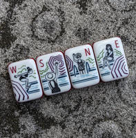 Ensemble de tuiles de mahjong en acrylique peintes à la main, de luxe, pliables et portables, motifs floraux montgolfière, pour les rassemblements sociaux et les loisirs