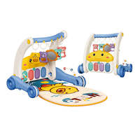 Trotteur et tapis de gymnastique 2 en 1 avec piano musical et pédale Jouet éducatif en plastique pour les enfants de 0 à 7 ans
